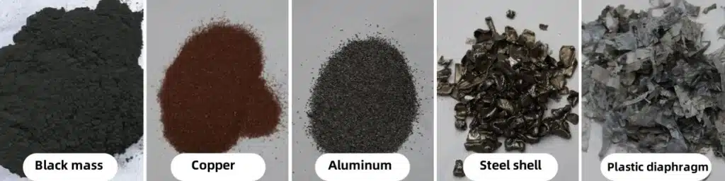 batteries recycling line output materials